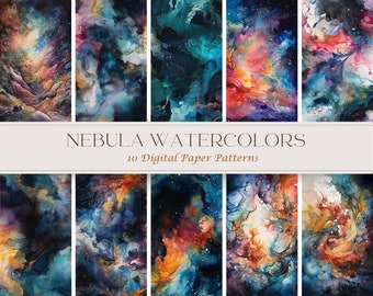 Galaxy Water Color Digital Paper Pack | 10 High Quality Seamless Patterns | JPG | Digital Download | Printable Art | Repeating Pattern