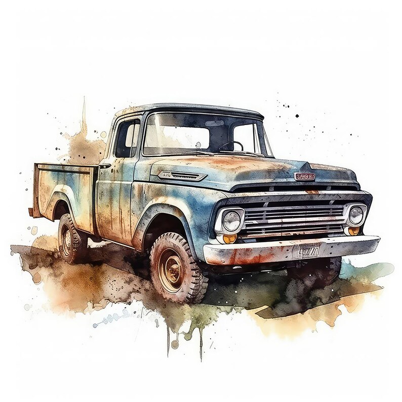 Old Vintage Truck Color Painting | 12 High Quality JPG Clipart Pack ...