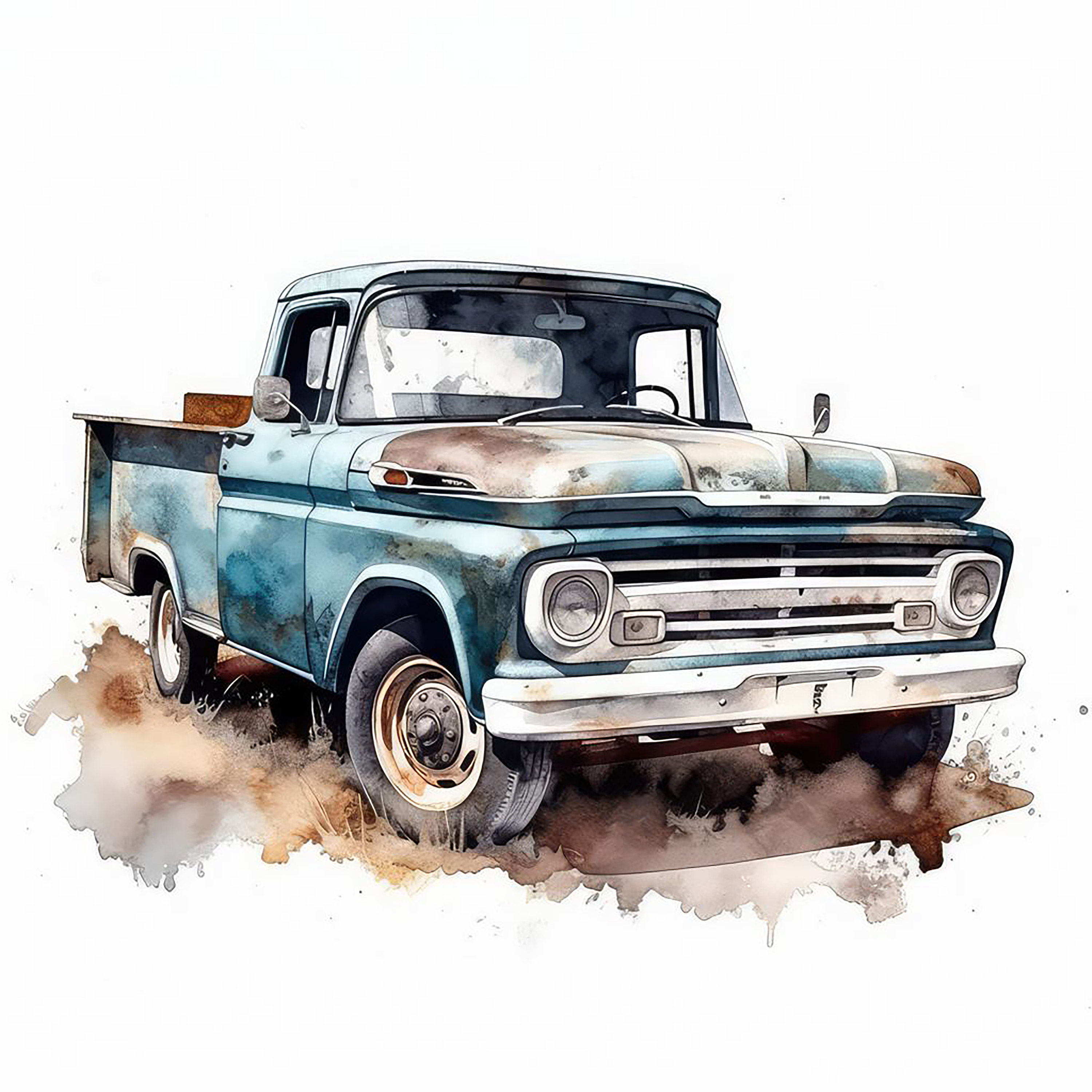 Old Vintage Truck Color Painting | 12 High Quality JPG Clipart Pack ...