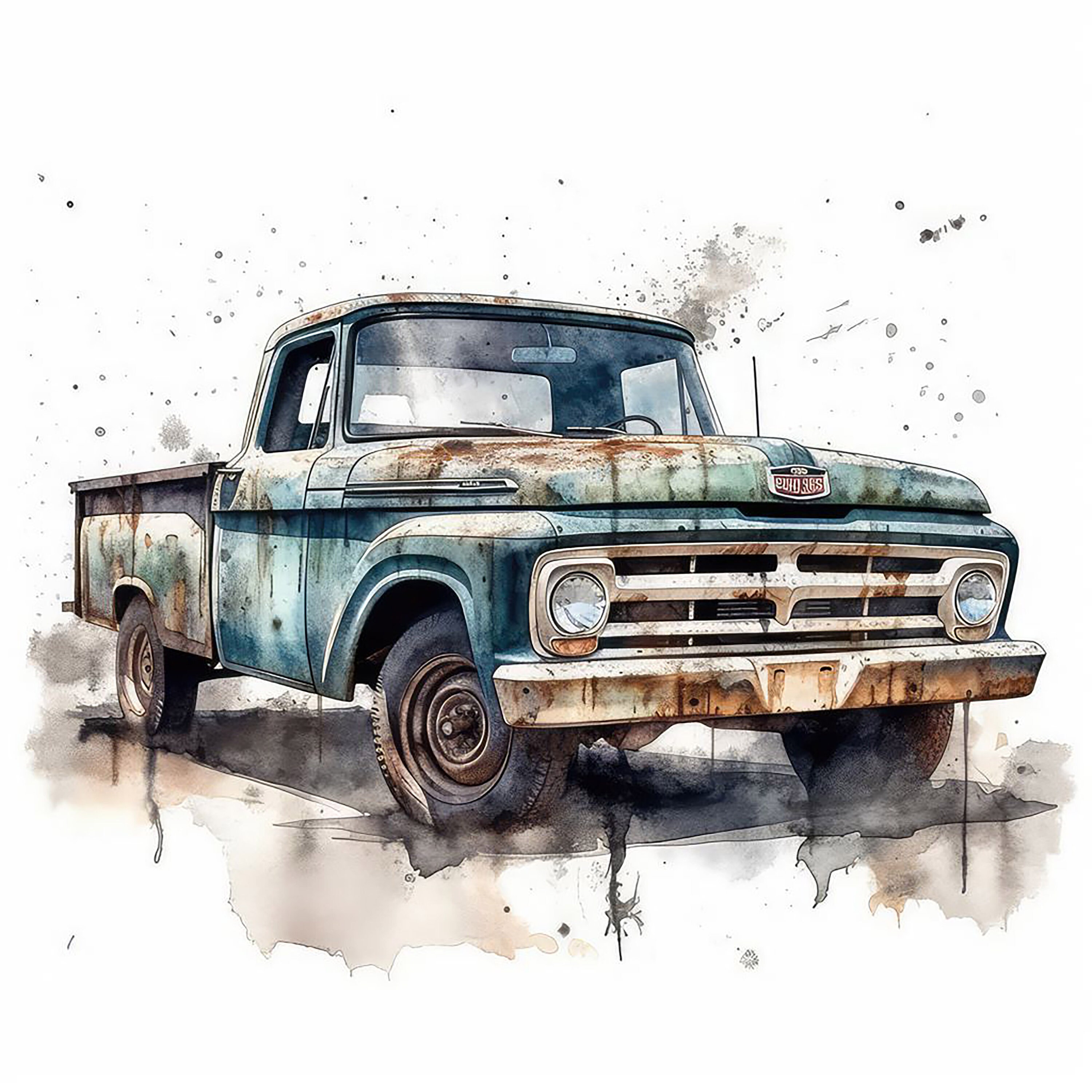 Old Vintage Truck Color Painting | 12 High Quality JPG Clipart Pack ...