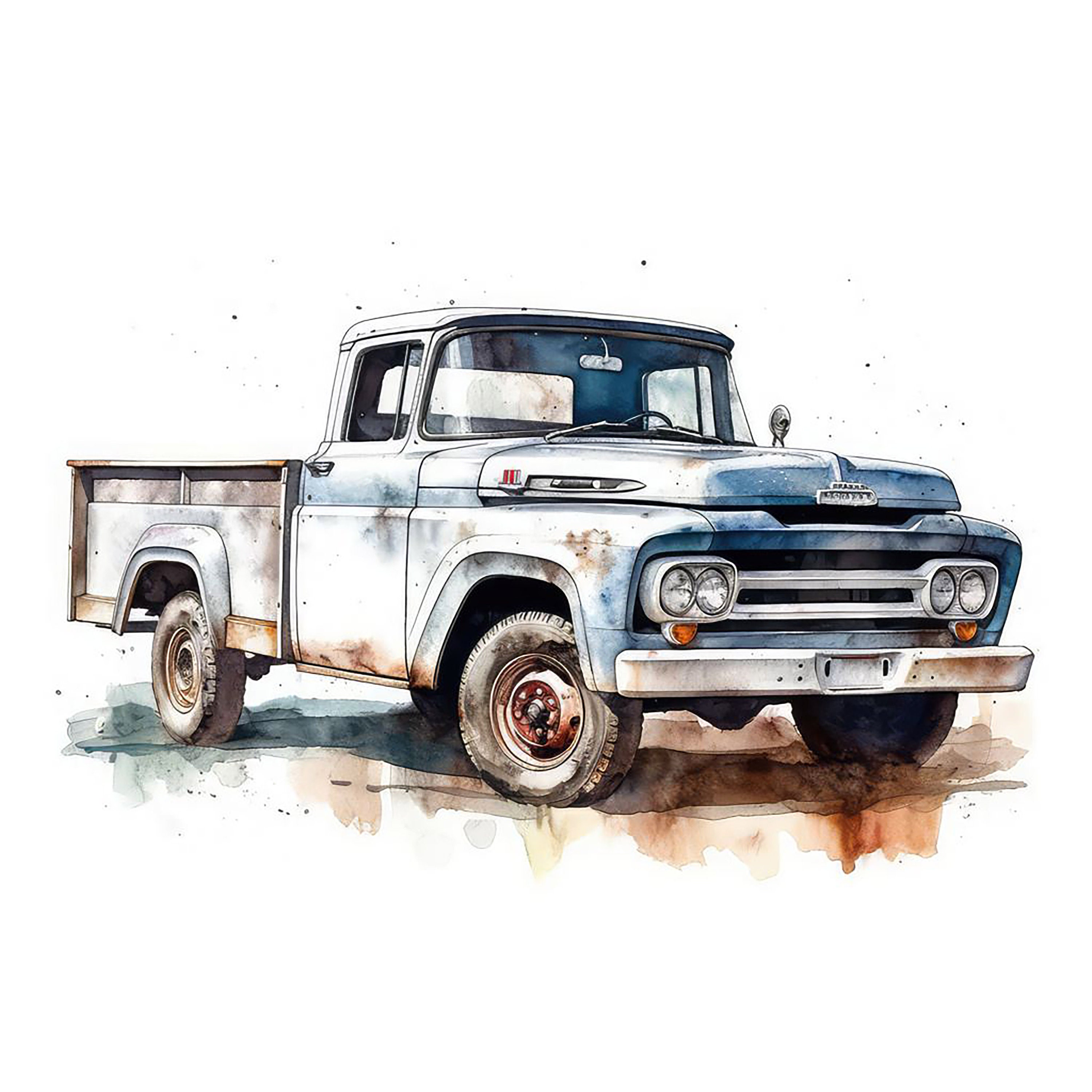 Old Vintage Truck Color Painting | 12 High Quality JPG Clipart Pack ...