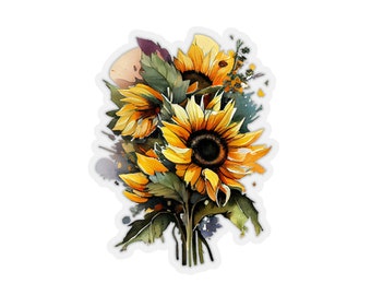 Watercolor Flowers Sticker | Kiss-Cut Flower Sticker | Floral Sticker | Wedding Sticker | Vinyl Sticker | Glossy Sticker