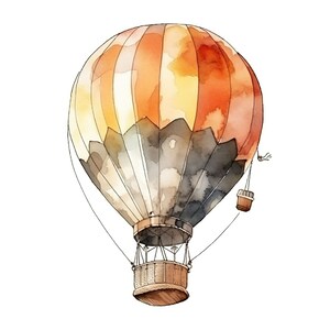 Hot Air Balloon Water Color Painting | 14 High Quality JPG Clipart Pack | Digital Download | Printable Art | JPG Clip Art