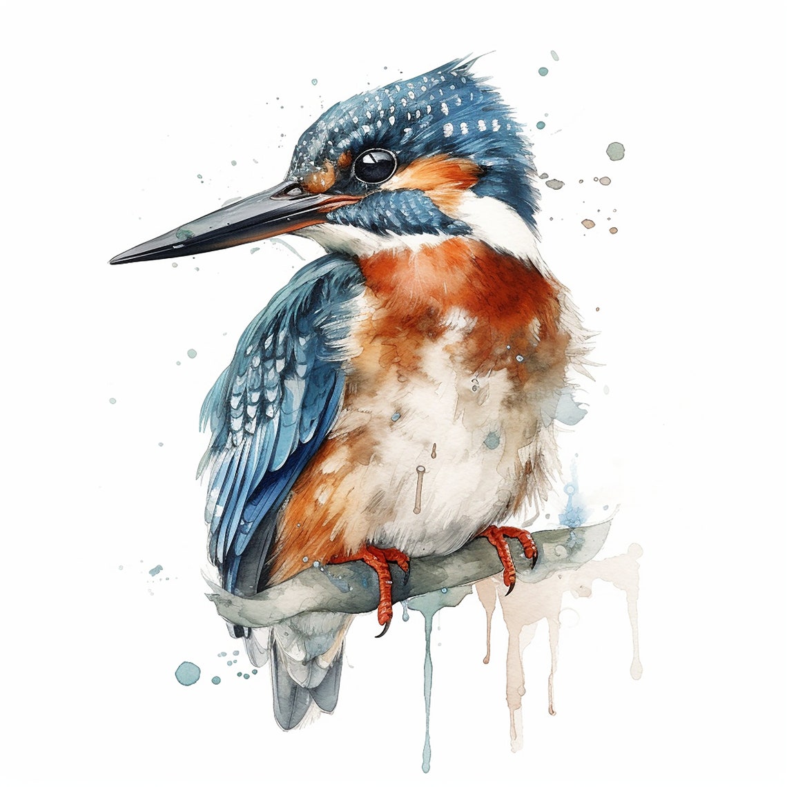 King Fisher Water Color Painting | 12 High Quality JPG Clipart Pack ...