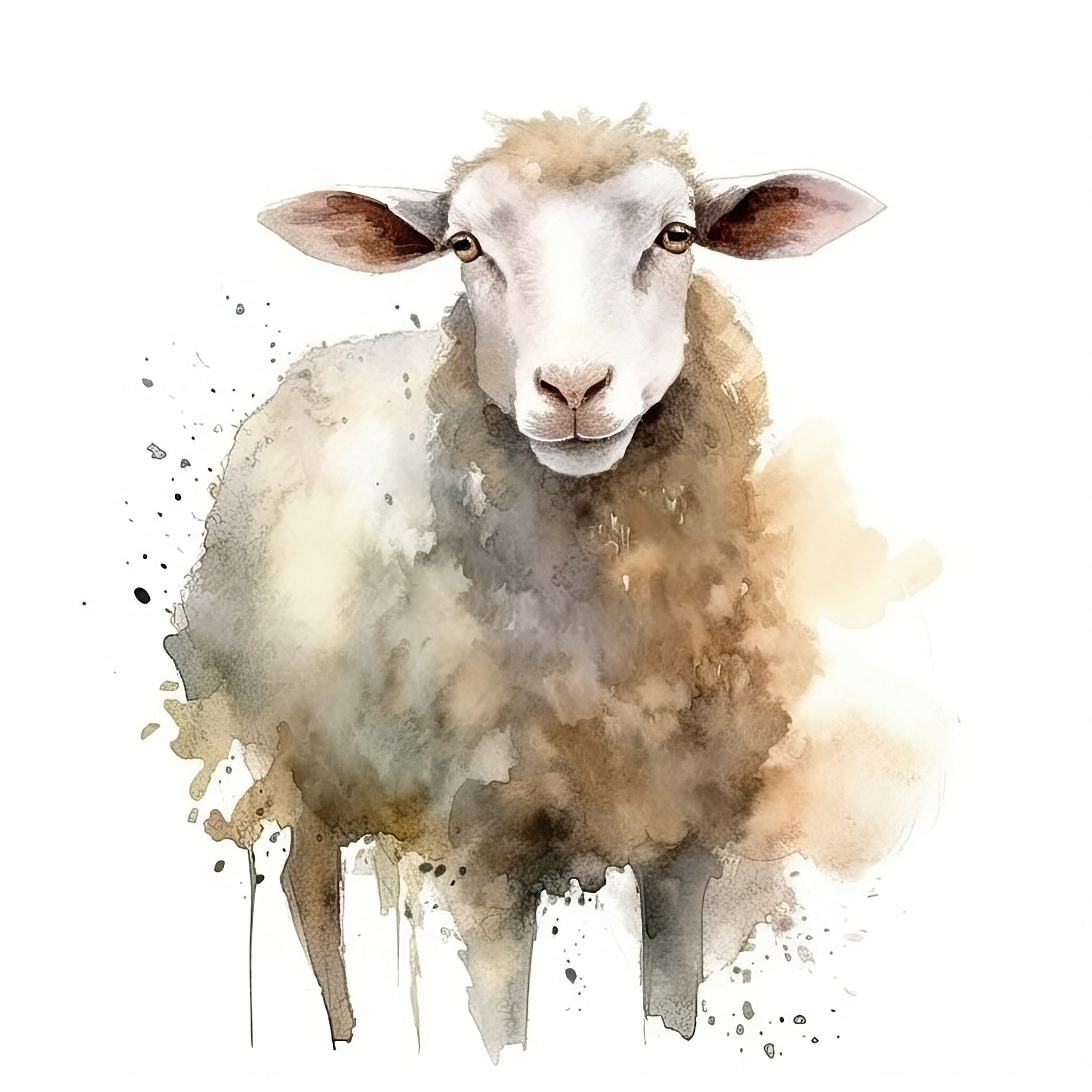 Sheep Water Color Painting | 12 High Quality JPG Clipart Pack | Digital ...