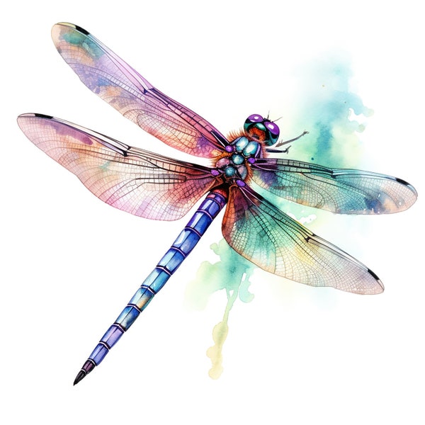 Dragonfly Water Color Painting | 15 High Quality JPG Clipart Pack | Digital Download | JPG Clip Art | Commercial Use