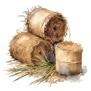 Hay Bales Water Color Painting | 12 High Quality JPG Clipart Pack | Digital Download | Printable Art | JPG Clip Art