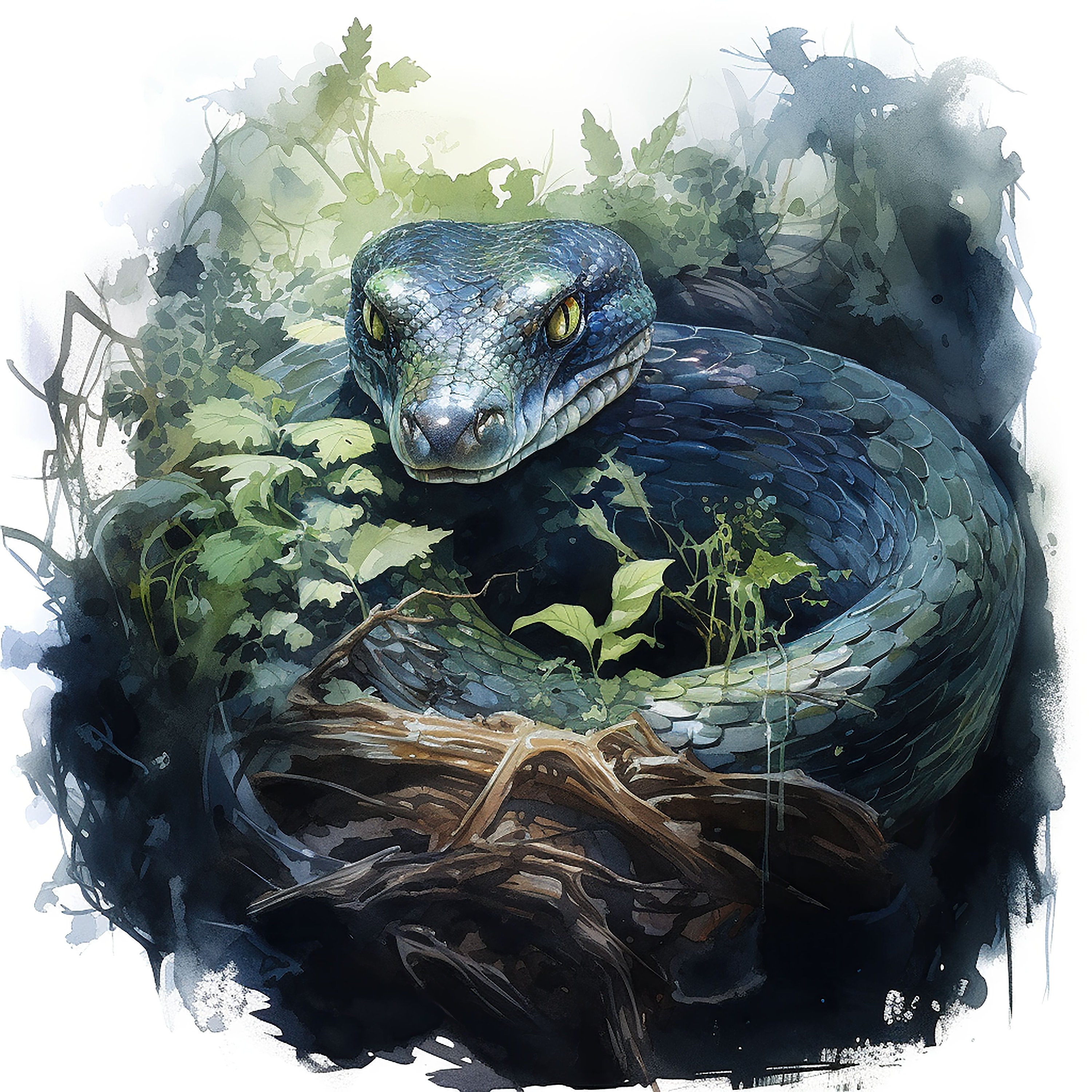 Snake Water Color Painting 16 High Quality JPG Clipart Pack Digital