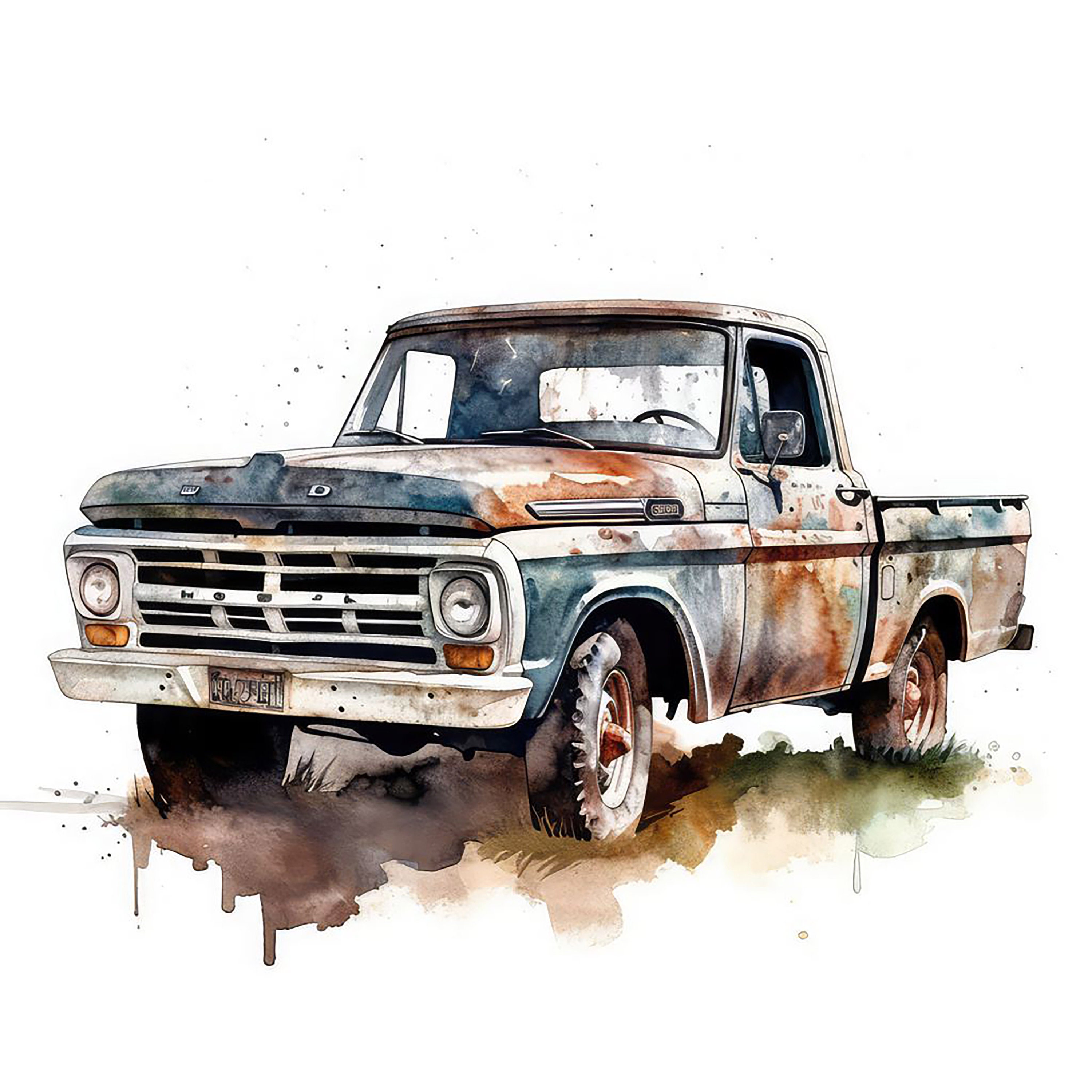 Old Vintage Truck Color Painting 12 High Quality JPG Clipart Pack