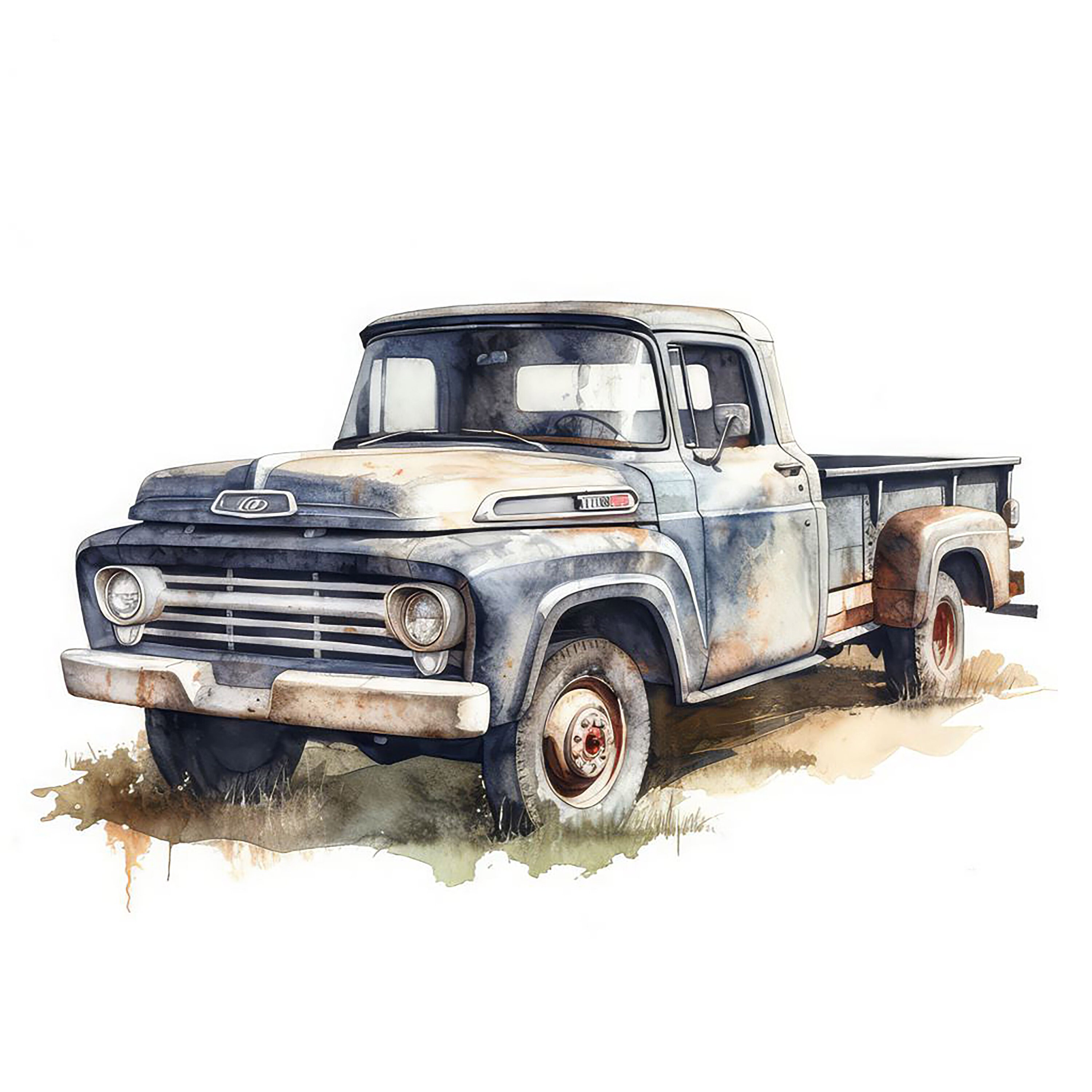 Old Vintage Truck Color Painting | 12 High Quality JPG Clipart Pack
