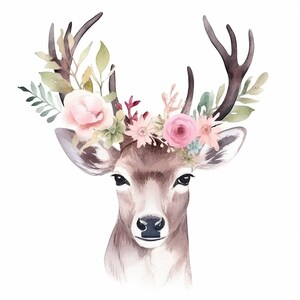Deer In Different Settings Water Color Painting | 15 High Quality JPG Clipart Pack | Digital Download | Printable Art | JPG Clip Art