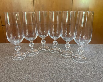 Vintage  Crystal Champagne Flutes Set of 6