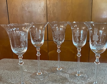 Rare Mikasa Vintage Elyce Rose optic Etched  toasting  Flutes