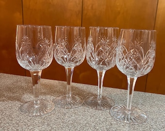 Crystal Gothic Arch Cut Wine Glasses Set of 4