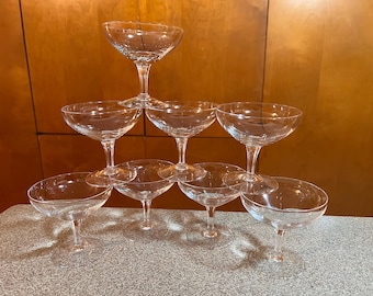 Fostoria Debutante Clear Champagne Coupes Set of 8 (1960s Vintage)