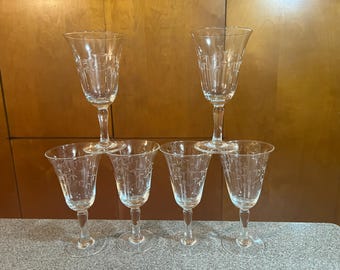 MCM Bamboo Etched Wine Glasses Set of 6.