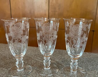 Heisey Rose Vintage Juice Glasses Set of 3
