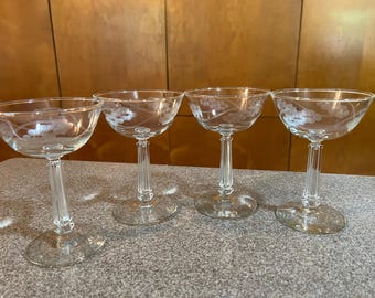 Vintage  MCM Set of 4 Brookdale by Libbet Champagne Coupes  or Cocktail Glasses.