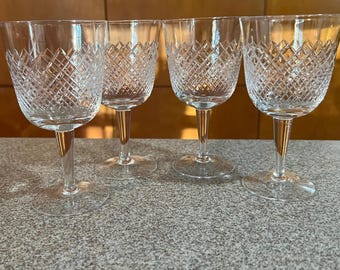 MCM " Mad Men" Cross Hatch & Criss Cross Crystal Wine Glasses set of 4