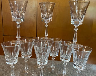 Gorham French Cathedral Crystal Wine or Liquor Glasses Set of 10