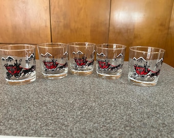 Libbey Old Fashioned Glasses in Curio Pattern set of 5