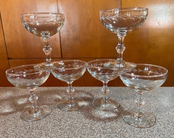Vintage Etched Laurel Champagne Coupes (Set of 6) – MCM Cocktail Glasses