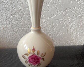 Lenox Floral Pattern Bud Vase With Gold Trim - Etsy