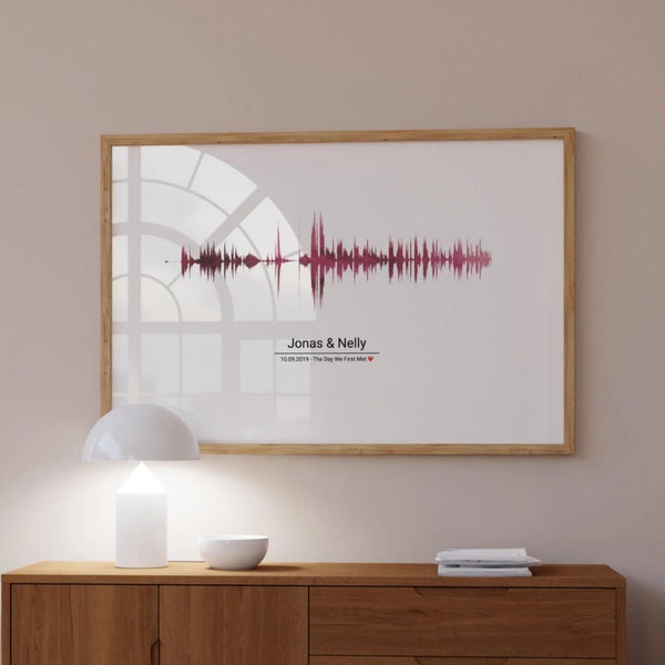 Gepersonaliseerde Soundwave Art, met QR-code, scanbaar, aangepaste Soundwave, stemopname cadeau jubileum, Moederdag, geboorte, bruiloft