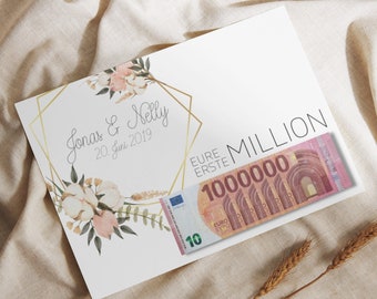 Personalized wedding poster, picture with a gift of money for the bride and groom, wedding gift of your first million, digital download