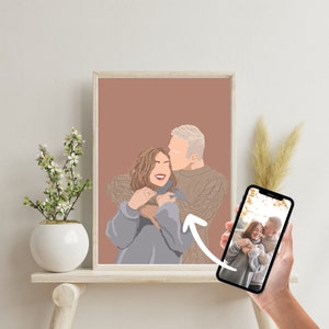 Personalized Faceless Portrait, Customizable Digital Portrait, Painted Poster, Personalised photo, Family Portrait, Custom illustration Bild 4