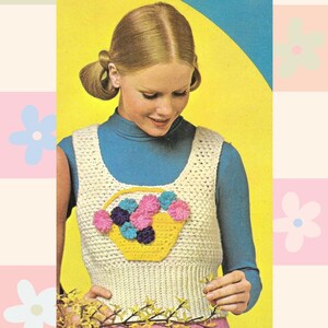 Flower Crop Top Vintage Crochet Pattern - A Cute, Retro, Easy Tank/Shirt for Women and Girls