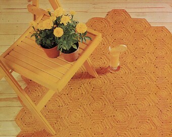 Dywan retro w kształcie sześciokąta z lat 70. – cyfrowy wzór szydełkowy w stylu vintage