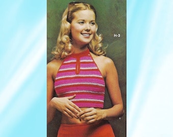 May include: A pink and white striped crochet halter top with a zipper closure. The top is cropped and has a relaxed fit.