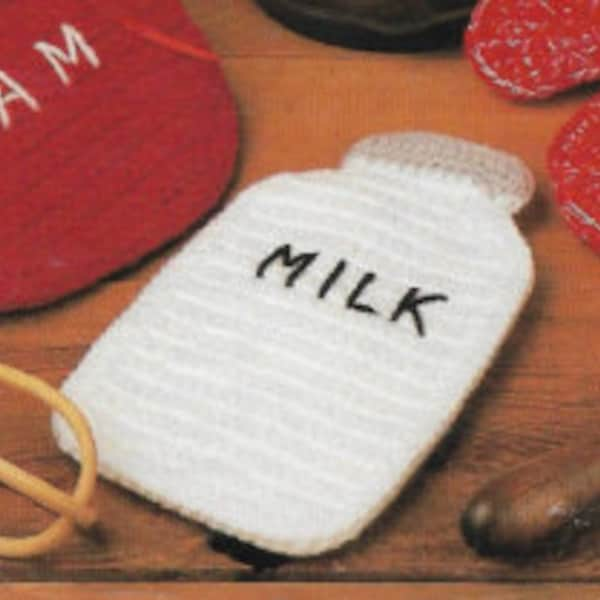 Vintage Crochet Milk Bottle Oven Mitt Potholder - Cute, Retro, Easy Pattern from Country Crochet Potholders