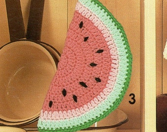 Vintage Crochet Watermelon Potholder Pattern From 1983 - Cute & Easy