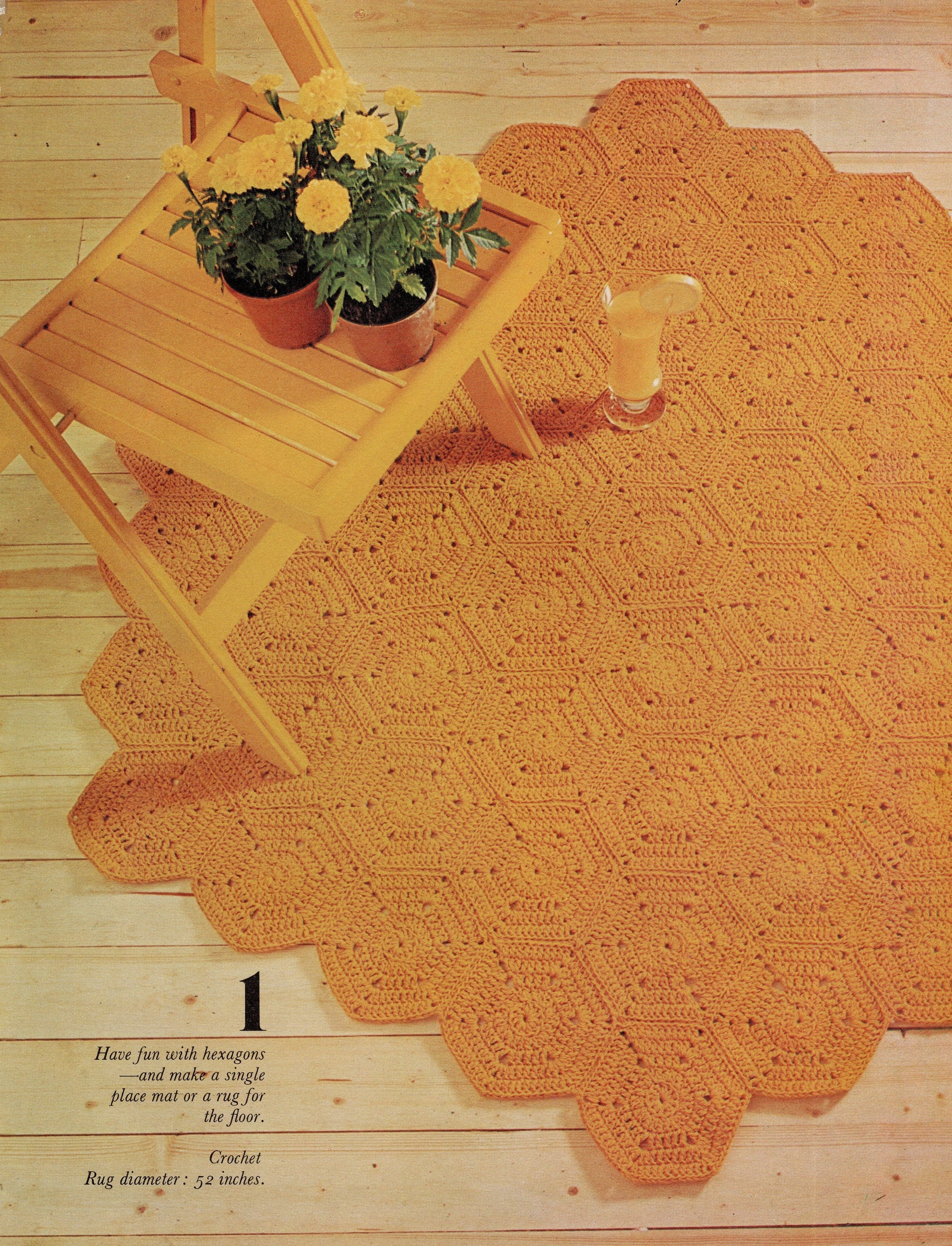 70s Rug Patterns 70's Retro Hexagon Rug - Vintage Digital Crochet Pattern - Etsy