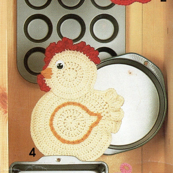 Vintage Crochet Chicken Potholder Pattern From 1983 - Cute and Easy