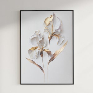 Printable Painting - Iris Flowers - Oil Acrylic Mixed Media - Wall Art Decor