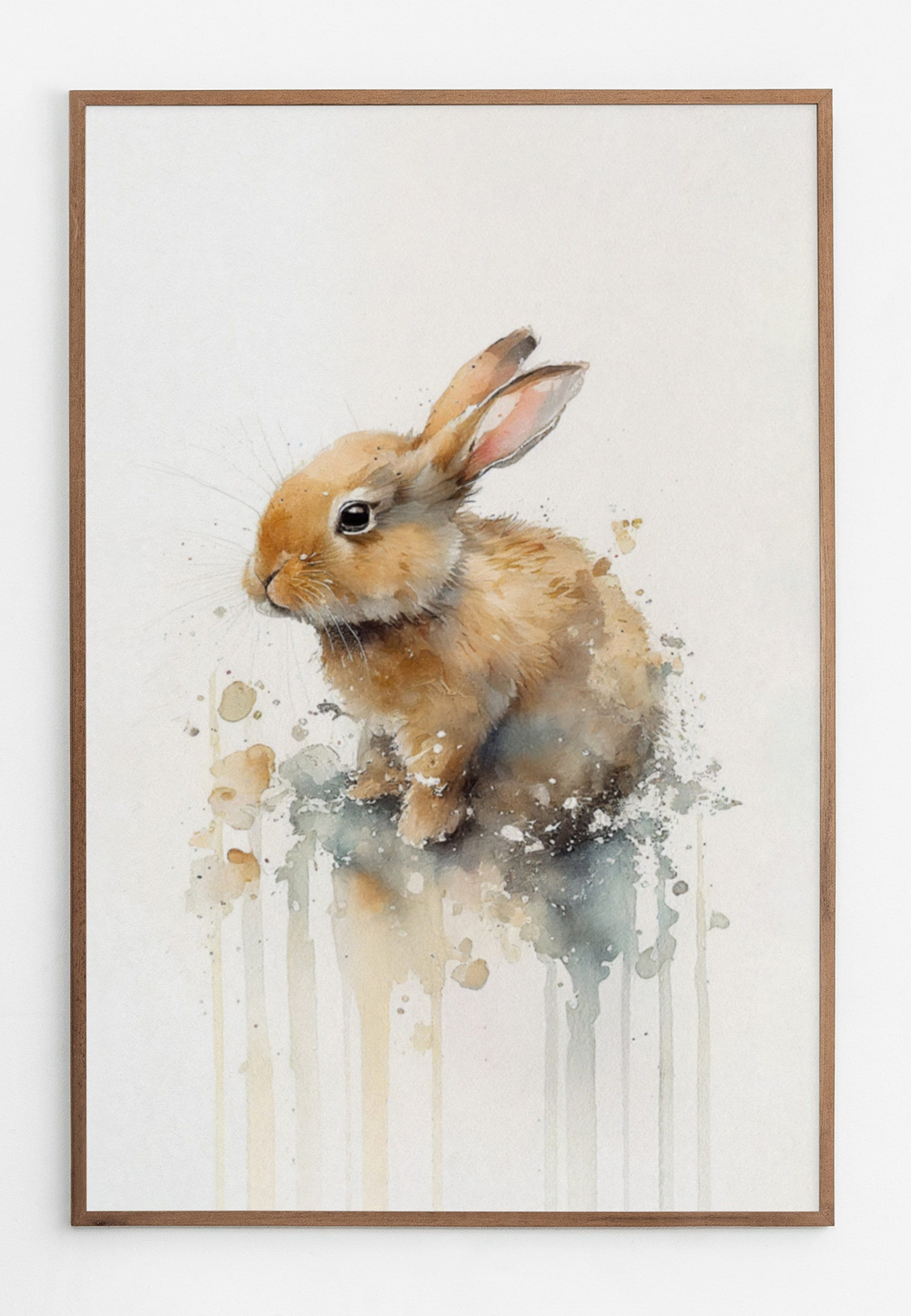 Cute Neutral Rabbit Printable Painting - Cute Rabbit Watercolour - Neutral Colour Palette ...