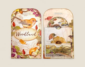 Woodland  Ephemera Bundle  - Triple Pocket Tag - Junk Journal Nature Ephemera Pack - Forest Scrapbooking Ephemera - Happy Mail - Flat Mail