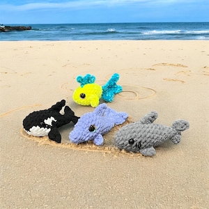 Crochet No-sew sea creatures, amigurumi pattern, 4 in 1 bundle pattern, crochet pattern.