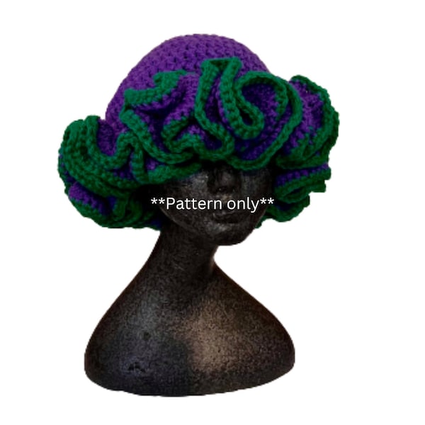mardi gras crochet ruffle hat