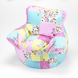 Better Nights Large Children Kids Bean Bag Chair | Pink Owl Patchwork