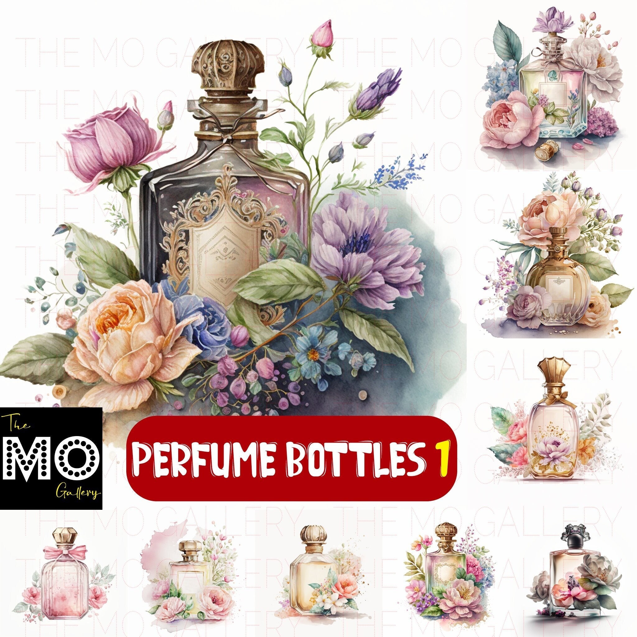 Vintage Pink Flower Perfume Bottle 