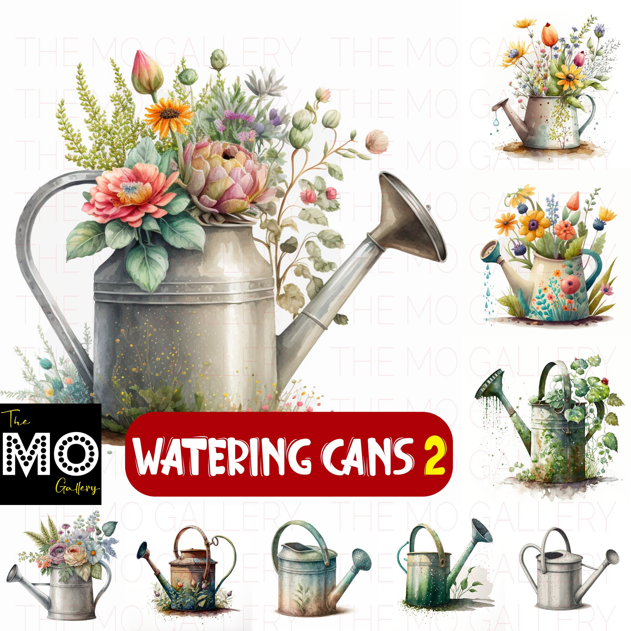 Watering Can With Flowers Clipart