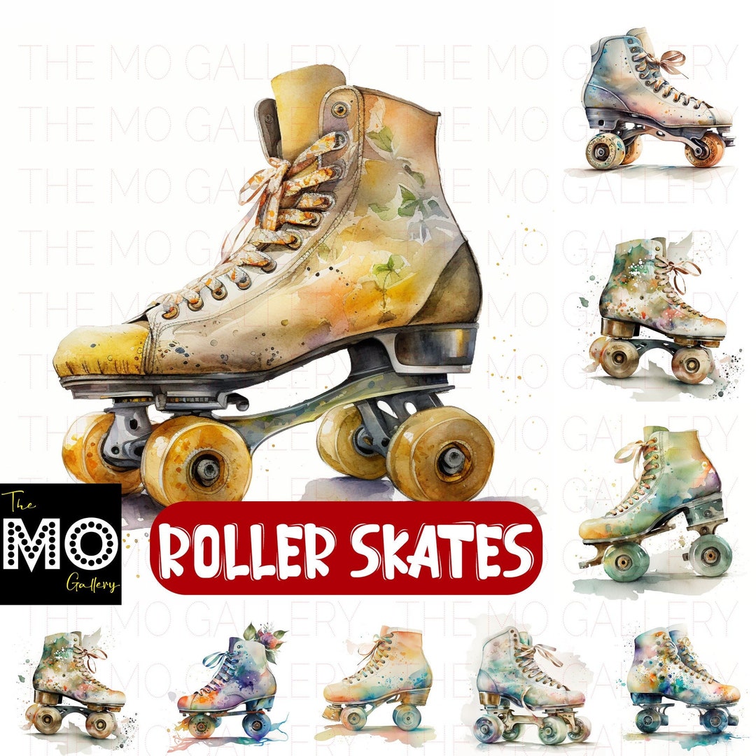 30 Roller Skate Portraits Instant Download PNG JPG Files Card Making