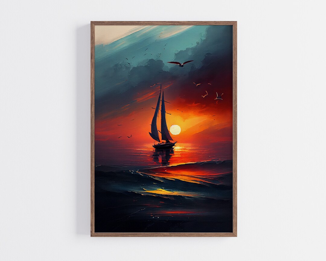 Small Sailing Boat at Sunset Boat at Dark Sunset Boat at the Ocean ...
