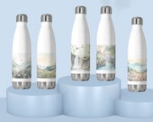 Floral Watercolor Water Bottle for Nature Lovers | Choose From 5 Styles | Pastel Colors | Insulated Sports Bottle | Gift-for-Her