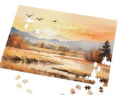 Soaring Geese Migrating in Fall Decorative Puzzle | Puzzles for People Who Love Fall | 500 or 1000 Pieces |  Puzzle Gift for Adults