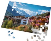 Scenic Town of Courmayeur Italy Jigsaw Puzzle | 1000 or 500 Pieces Puzzle for Adults | Italy-Inspired Gift Puzzle for People Who Love Italy